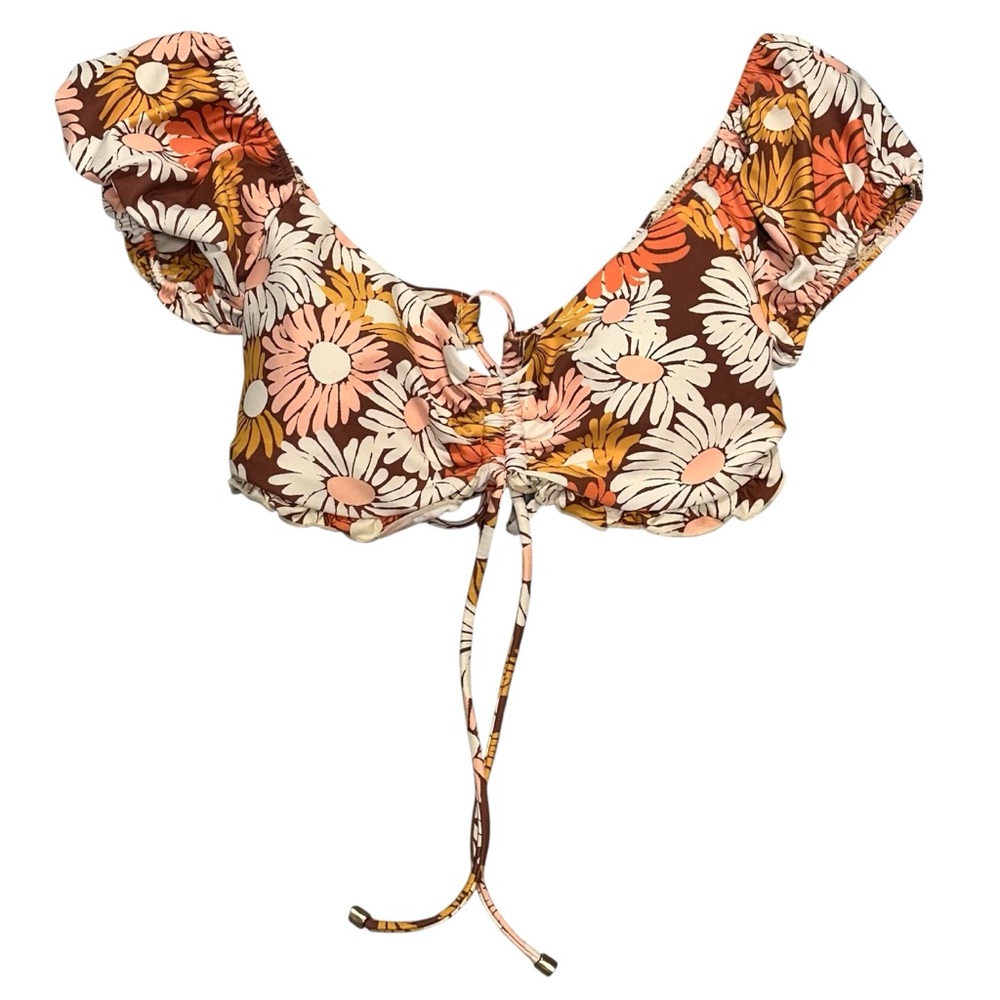 Floral Puff Sleeve Swim Top